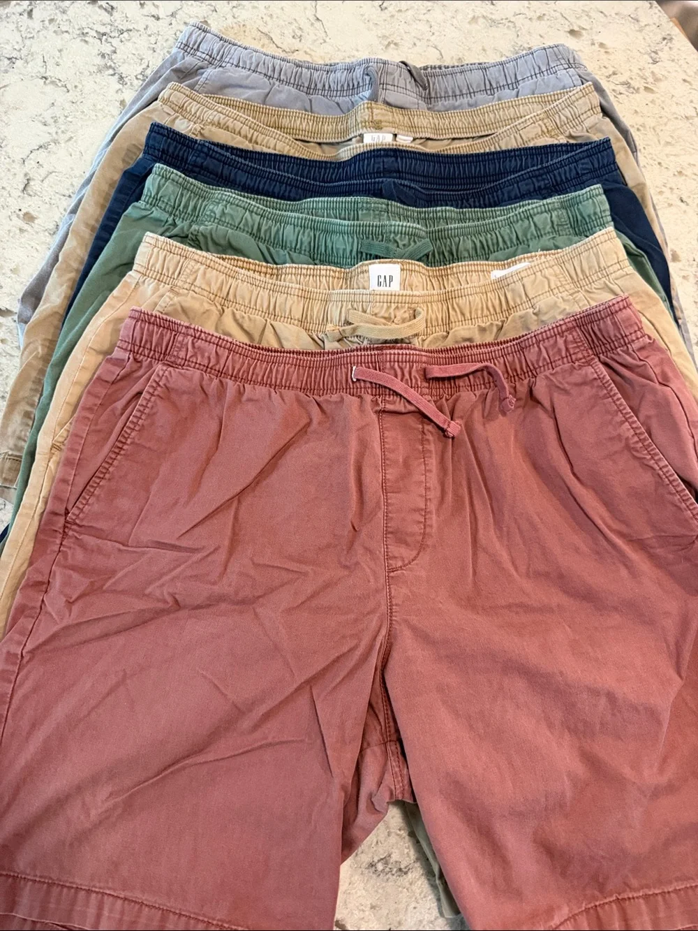 GAP Men's Drawstring Cotton Shorts - Rust, Tan, Olive, Navy, Gray, Khaki